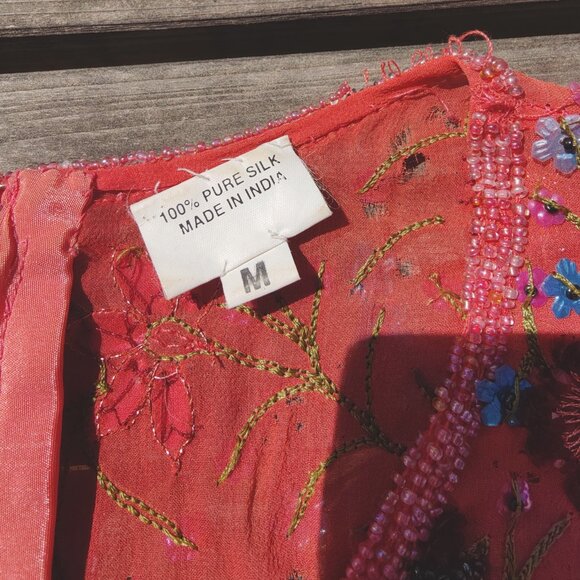 Carol Horns Habitat Silk Tank Beaded Vintage Embroidered - Picture 4 of 4